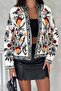 Women's Bohemian Cross Stitch Embroidered Jacket