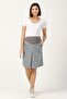 Maternity Buttoned Velvet Skirt with Pocket Detail Light Green