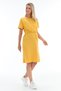 Pregnant Women Breastfeeding Detailed Front Lace-Up Side Slit Short Sleeve Dress Yellow - 3
