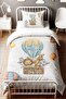 Orange Blue Safari Balloon Patterned Single Baby Kids Bedding Set - 2