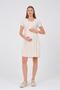 Maternity Linen Short Sleeve Dress with Ruffles on the Front Ecru - 4