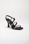 3 Bands Stoned Satin Black Women's Evening Dress Heeled Shoes - 5