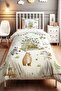 Green Tented Animals Patterned Single Baby Kids Bedding Set