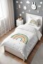 Green Rainbow Patterned Single Baby Kids Duvet Cover Set - 3