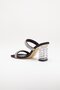 Transparent Heeled Row Stoned Black Women's Evening Dress Slippers Shoes - 6