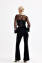 Sleeveless and Front-Back Bottom Sequined Sleeves and Front-Back Top Tulle Long-Sleeved Evening Dress Blouse |   Blz35741 Black - 7
