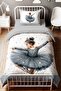 Gray Ballerina Patterned Single Baby Kids Bedding Set - 2