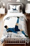 Navy Blue Uniform Football Patterned Single Baby Kids Bedding Set - 2