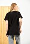 Maternity Zippered Breastfeeding Detailed Short Sleeve Combed Cotton Crew Neck Oversize T-Shirt Black - 6