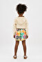 Girl's Beige Hooded Sweatshirt with Print Detail - 2