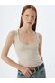 Viscose Fabric U-Neck Thick Strap Corded Tank Top