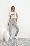 Women's Gray Sweatpants with Elastic Cuffs and Waistband and Pockets - 3
