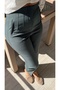 Green Front Filate Fabric Trousers - 8