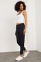 Women's Black Jersey Ribbed Sweatpants - 2