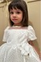 Ecru Little Glittery Polka Dot Short Sleeve Girl's Baby Girl Dress - 4