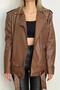 New Season Oversize Long Women's Brown Leather Jacket