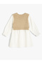 Dress with Long Sleeves and Cycling Sweater Detail, Round Neckline - 2