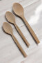 Wooden 3-Piece Spoon Set Tablespoon Natural Wood Unvarnished - 3