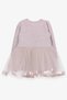 Girl's Long Sleeve Dress, Kitten Embroidered Sequin, 1.5-5 Years, Beige Melange - 2