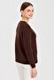 Women's Crew Neck Classic Wool Sweater M.Brown - 4