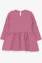 Girl's Long Sleeve Dress Glittery Printed Girl with Glasses 1-4 Years, Dusty Rose - 2