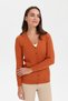 Women's V-Neck Seamless Hair Braided Cardigan Orange - 6