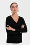 Women's V-Neck Seamless Hair Braided Cardigan Black - 3