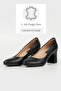Women's Black Genuine Natural Leather Classic Shoes with Heels, Number 35-41 - 2