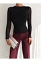 Women's Black Long Tulle Sleeve Sandy Blouse Hzl25W-Fry 122521