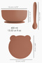 2-Piece Baby Feeding Set - Vacuum Silicone Lid Food Bowl - Teether Feeding Spoon - Brown - 7