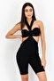 Women Plain Sleeveless Playsuit , Black