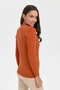 Women's V-Neck Seamless Hair Braided Cardigan Orange - 3