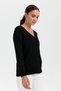 Women's V-Neck Seamless Hair Braided Cardigan Black - 5
