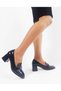 Black Patent Leather Round Toe Buckle Women's Heeled Shoes - 3