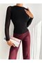 Women's Black Long Tulle Sleeve Sandy Blouse Hzl25W-Fry 122521 - 3