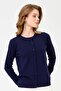 Women's Crew Neck Knitwear Wool Cardigan Y.A.Navy Blue - 4