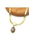 STEEL OVAL STONE FLAT Chain NECKLACE - 3