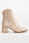 Women's Heeled Boots Beige Patent Leather Crocodile Printed Classic Vardola Sole - 4