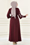 Burgundy Belted Dress - Msl1610 - 3