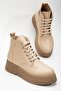 Women's Boots Thick Sole Nude Skin Lace-Up - 2