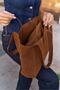Tan Suede Women's Soft Suede Tassel Detail Hand and Shoulder Bag - 5