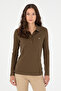 Women's Khaki Basic Polo Neck Sweatshirt 50296941-Vr027