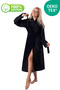 Waffle Patterned 100% Organic Cotton Women's Bathrobe - Black Women's Bathrobe - Light Bathrobe
