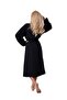 Waffle Patterned 100% Organic Cotton Women's Bathrobe - Black Women's Bathrobe - Light Bathrobe - 3