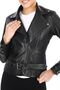 Genuine Leather Black Women's Biker Coat - 5