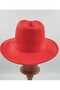 Women's Light Red Color Cowboy Fedora Hat - 4