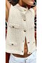 Women's 100% Cotton Sleeveless Button Detailed Vest - 4