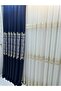 Nivemeshome Larissa H5451 Gold Detailed 1/3 Frequent Pleated Tulle Curtain Apm - 4