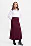 Women's Pleated Knitwear Skirt Claret Red - 2