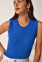 Crew Neck Cotton Knitted Blouse Dark Blue Lgt0013 - 2